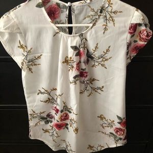 Shein white floral blouse